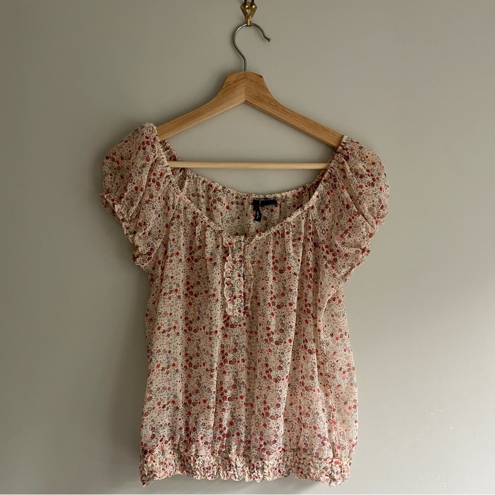 Gorgeous semi-sheer floral blouse!